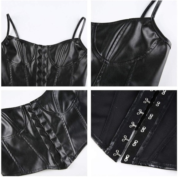 Black Leather Corset Top - Picture 3 of 3